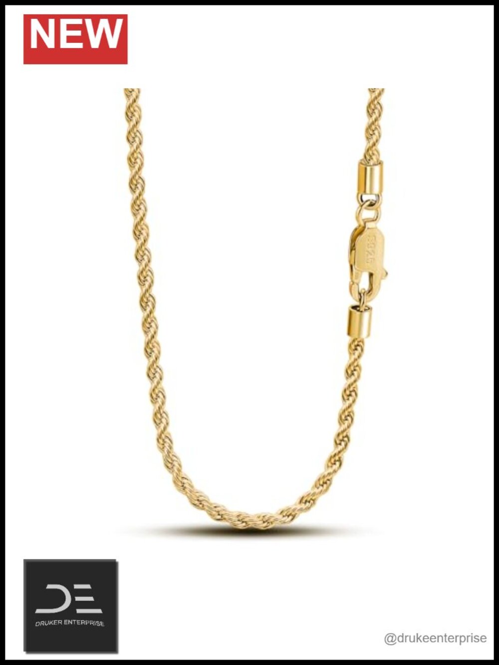 3mm Diamond Cut Rope Chain Necklace Sterling Silver 925 Braided Twist 20